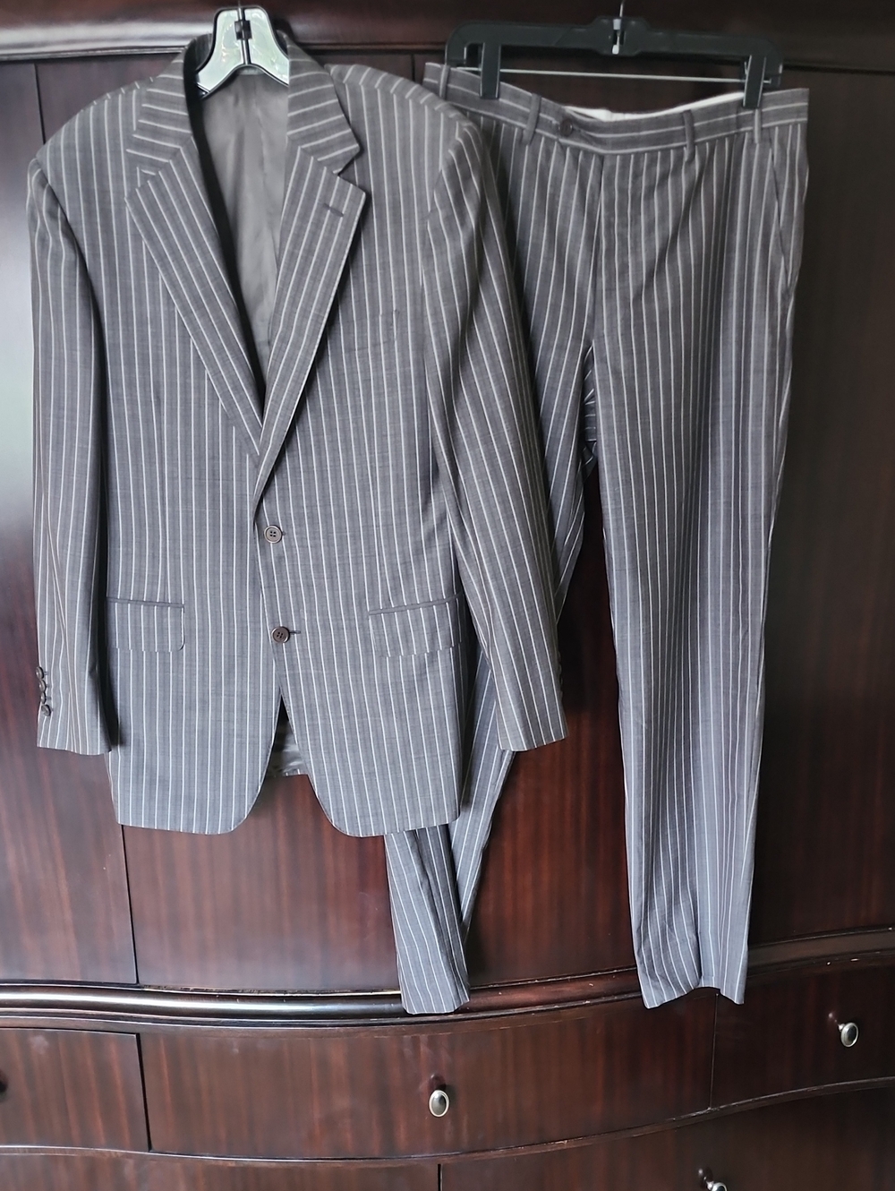 Canali Two Piece Gray Pinstripe Suit